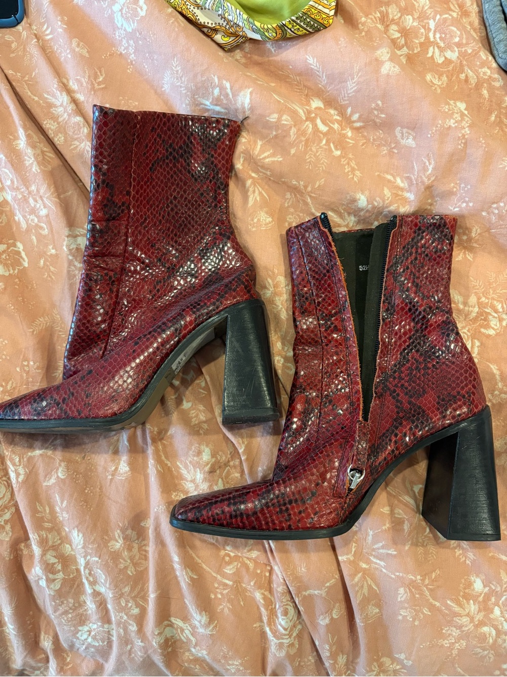 Topshop red snake boots